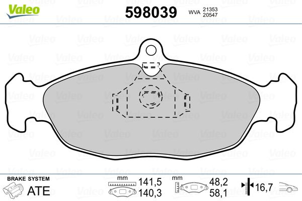 VALEO 598039 Brake Pad Set, disc brake