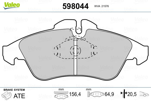 VALEO 598044 Brake Pad Set, disc brake