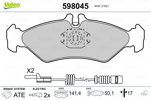 VALEO 598045 Brake Pad Set, disc brake