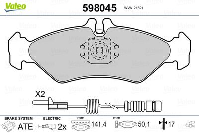 Brake Pad Set, disc brake VALEO 598045