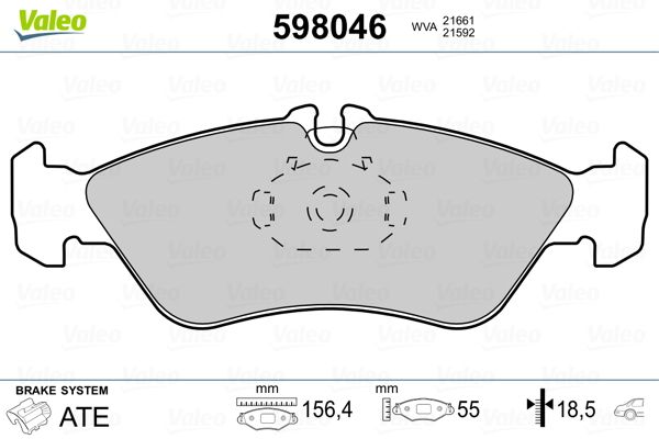 VALEO 598046 Brake Pad Set, disc brake