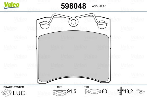 VALEO 598048 Brake Pad Set, disc brake