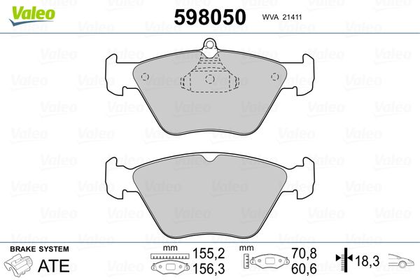 VALEO 598050 Brake Pad Set, disc brake