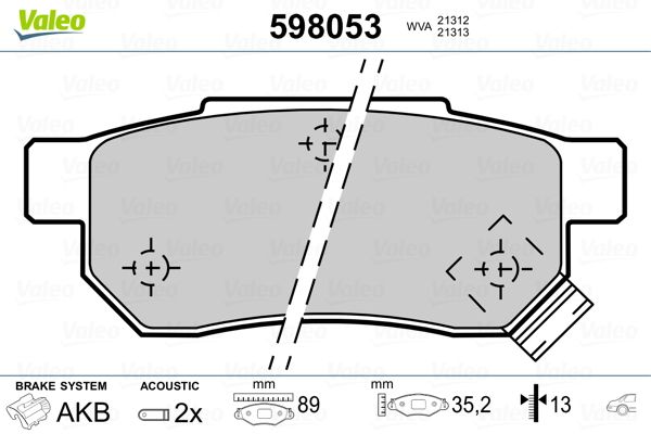 VALEO 598053 Brake Pad Set, disc brake