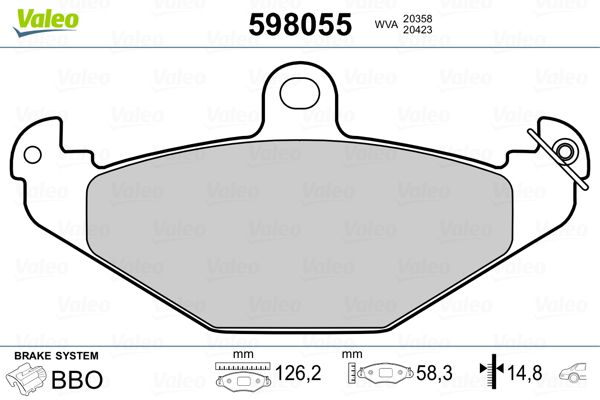 VALEO 598055 Brake Pad Set, disc brake