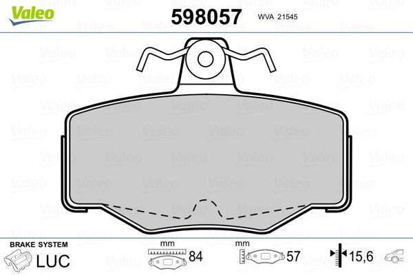 VALEO 598057 Brake Pad Set, disc brake