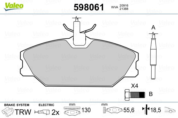 VALEO 598061 Brake Pad Set, disc brake