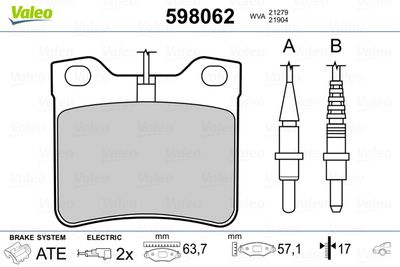 Brake Pad Set, disc brake VALEO 598062