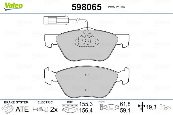 VALEO 598065 Brake Pad Set, disc brake
