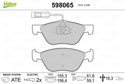 Brake Pad Set, disc brake VALEO 598065
