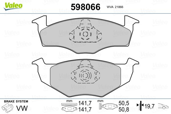 VALEO 598066 Brake Pad Set, disc brake