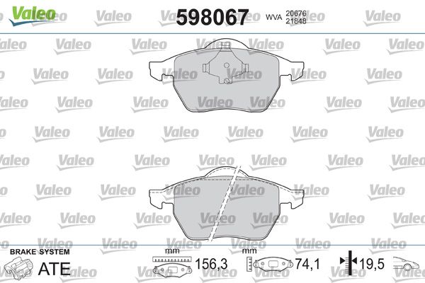 VALEO 598067 Brake Pad Set, disc brake