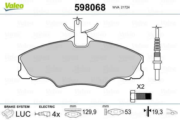 VALEO 598068 Brake Pad Set, disc brake