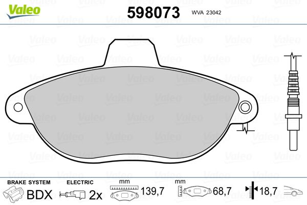VALEO 598073 Brake Pad Set, disc brake