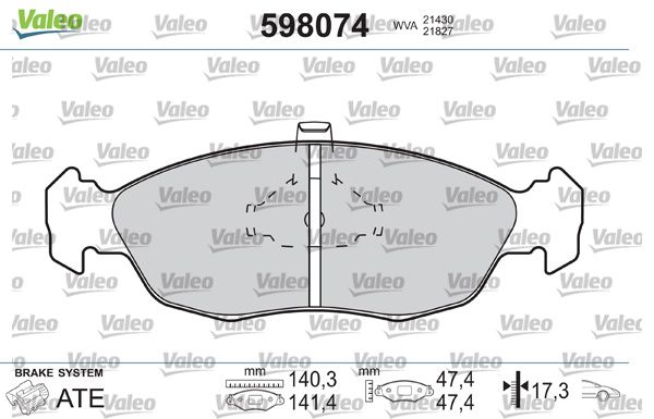 VALEO 598074 Brake Pad Set, disc brake