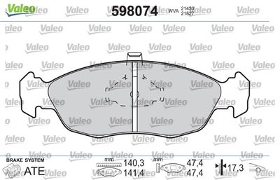 Brake Pad Set, disc brake VALEO 598074
