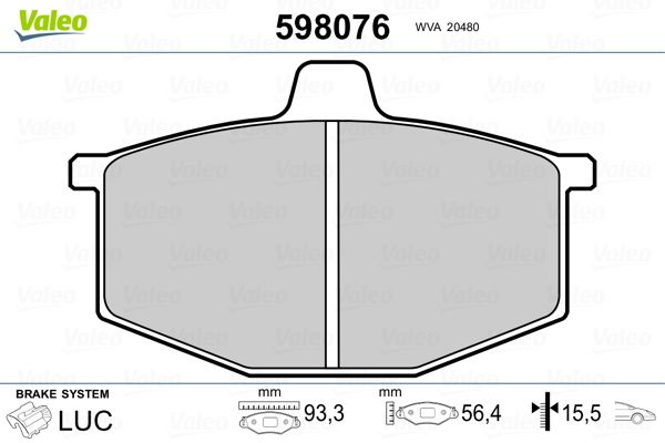 VALEO 598076 Brake Pad Set, disc brake