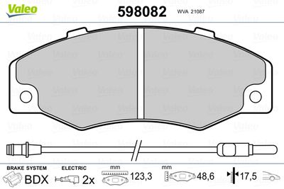Brake Pad Set, disc brake VALEO 598082