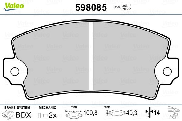 VALEO 598085 Brake Pad Set, disc brake