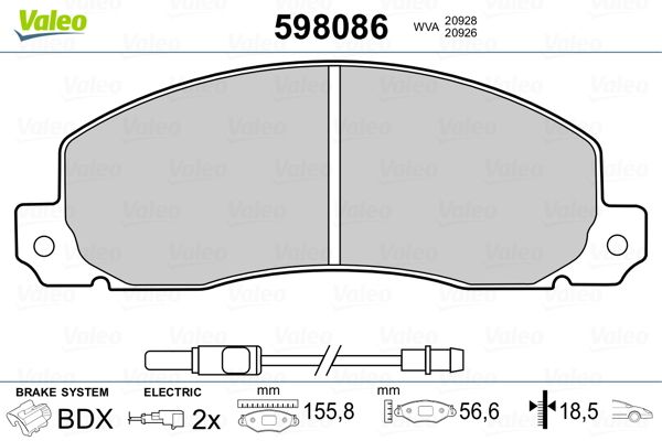 VALEO 598086 Brake Pad Set, disc brake