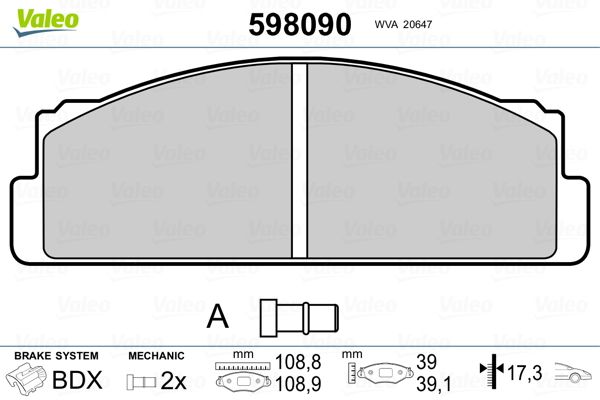 VALEO 598090 Brake Pad Set, disc brake