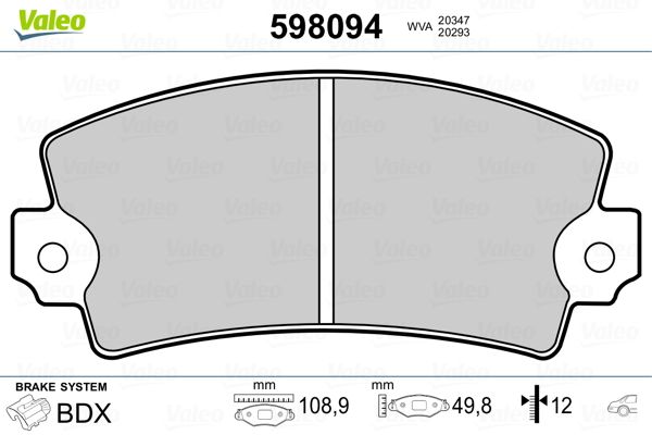 VALEO 598094 Brake Pad Set, disc brake