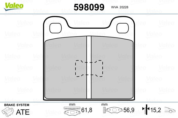 VALEO 598099 Brake Pad Set, disc brake