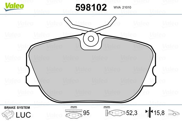 VALEO 598102 Brake Pad Set, disc brake