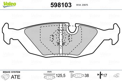Brake Pad Set, disc brake VALEO 598103