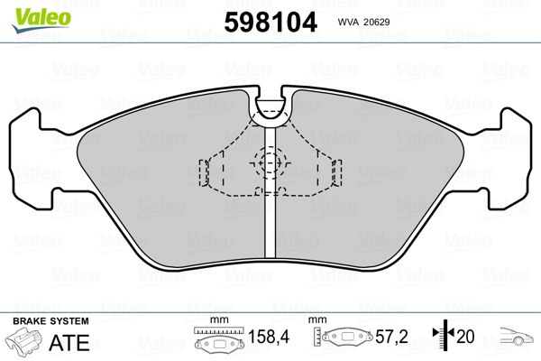 VALEO 598104 Brake Pad Set, disc brake