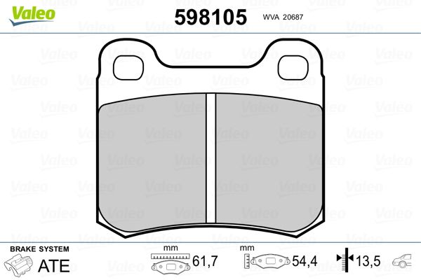 VALEO 598105 Brake Pad Set, disc brake