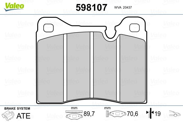 VALEO 598107 Brake Pad Set, disc brake