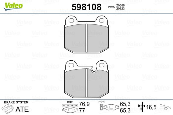 VALEO 598108 Brake Pad Set, disc brake
