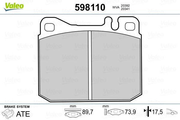 VALEO 598110 Brake Pad Set, disc brake