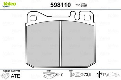 Brake Pad Set, disc brake VALEO 598110