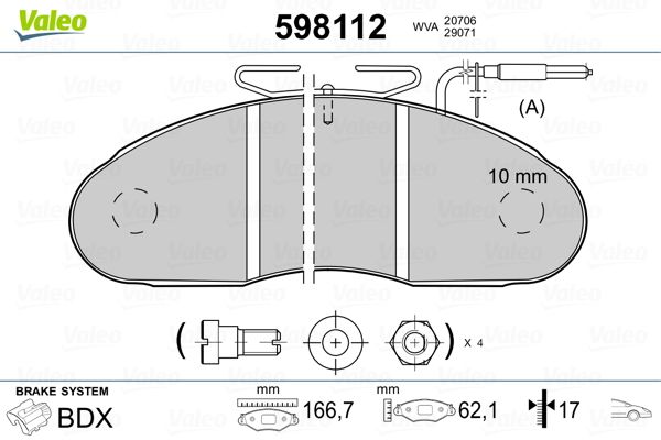 VALEO 598112 Brake Pad Set, disc brake