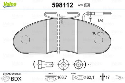 Brake Pad Set, disc brake VALEO 598112