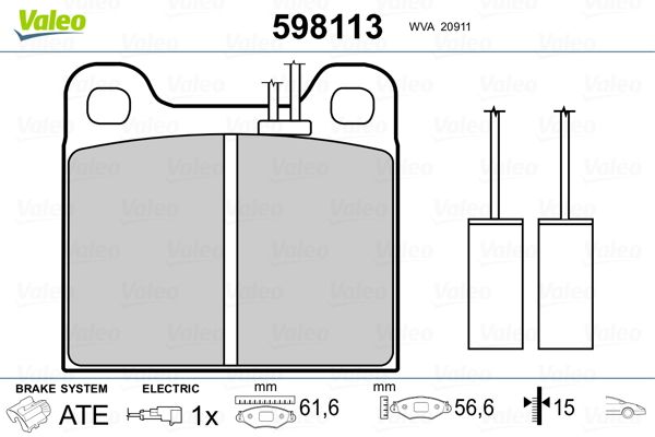 VALEO 598113 Brake Pad Set, disc brake