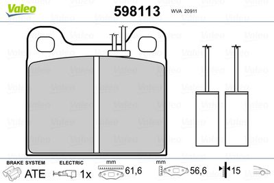 Brake Pad Set, disc brake VALEO 598113