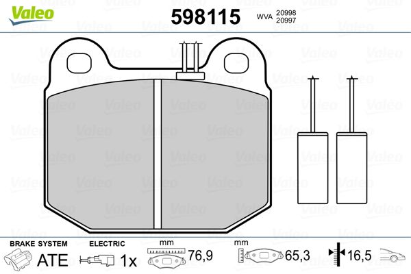 VALEO 598115 Brake Pad Set, disc brake