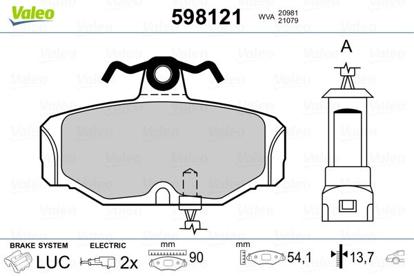 VALEO 598121 Brake Pad Set, disc brake