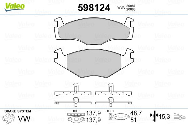 VALEO 598124 Brake Pad Set, disc brake