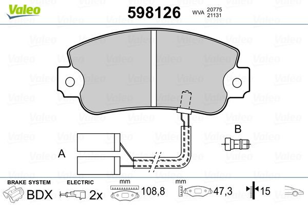 VALEO 598126 Brake Pad Set, disc brake