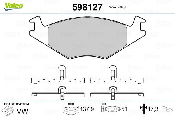 VALEO 598127 Brake Pad Set, disc brake