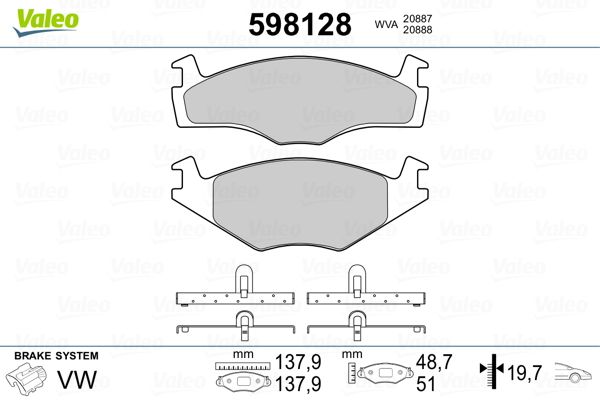 VALEO 598128 Brake Pad Set, disc brake