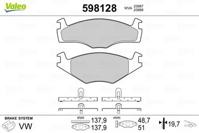 Brake Pad Set, disc brake VALEO 598128