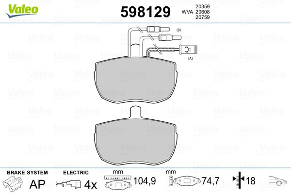 VALEO 598129 Brake Pad Set, disc brake