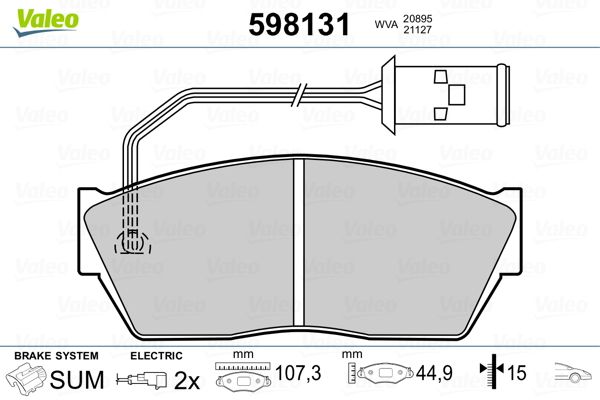 VALEO 598131 Brake Pad Set, disc brake