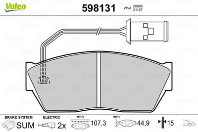 Brake Pad Set, disc brake VALEO 598131