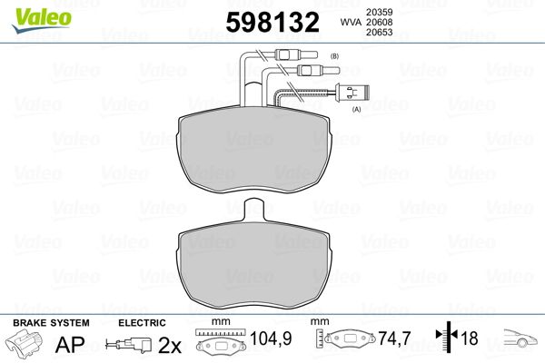 VALEO 598132 Brake Pad Set, disc brake